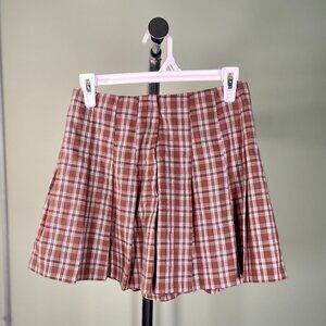 H&M Brown Plaid Pleated Skirt - Size 2